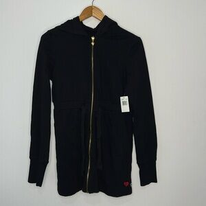 Twisted Heart black sweatshirt zipper tunic size Large